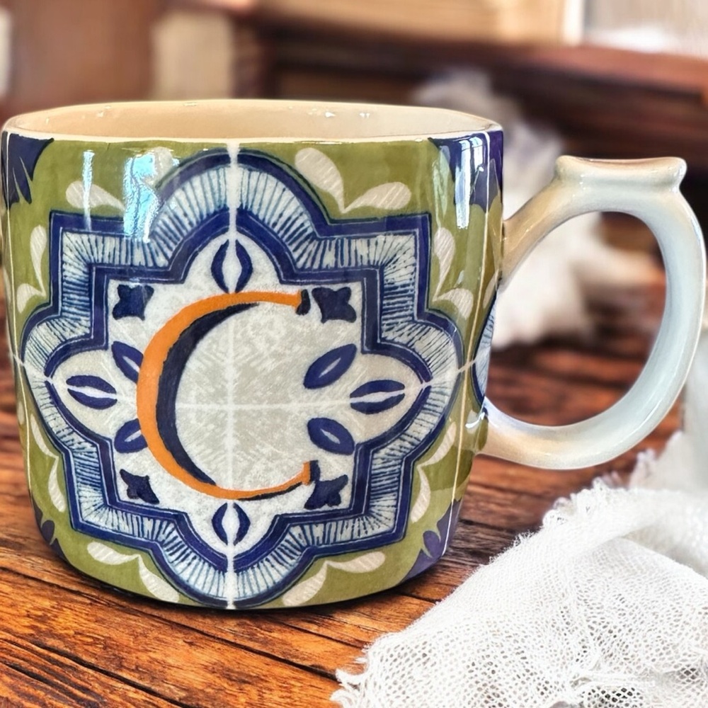 Anthropologie Ceramic Plate with Blue Rim